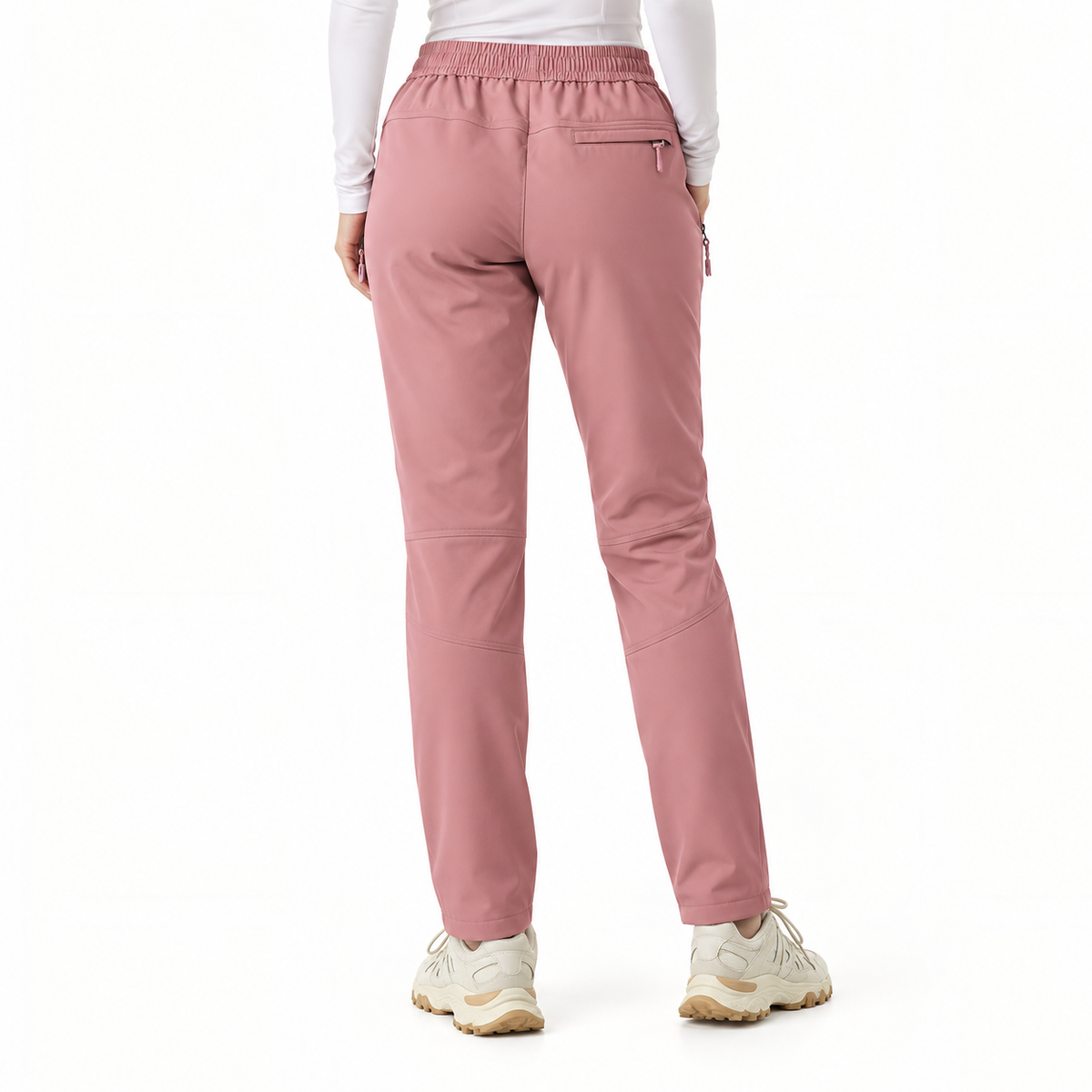 Pantalon randonnée automne femme rose poudré porté – vue arrière