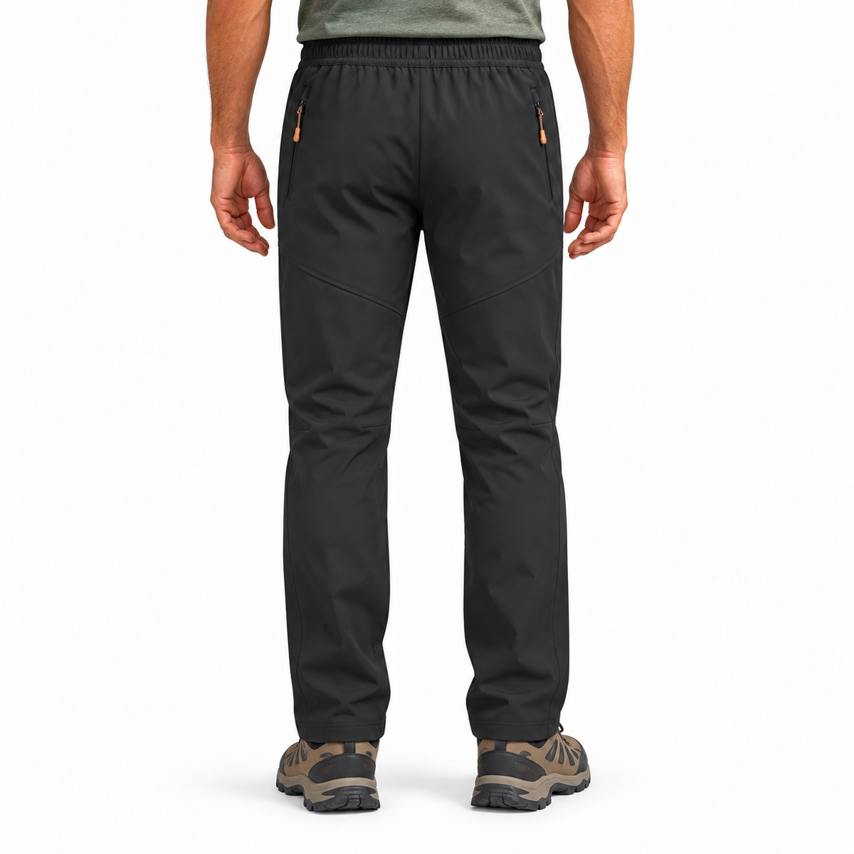 Pantalon randonnée pays chaud homme noir porté – vue arrière