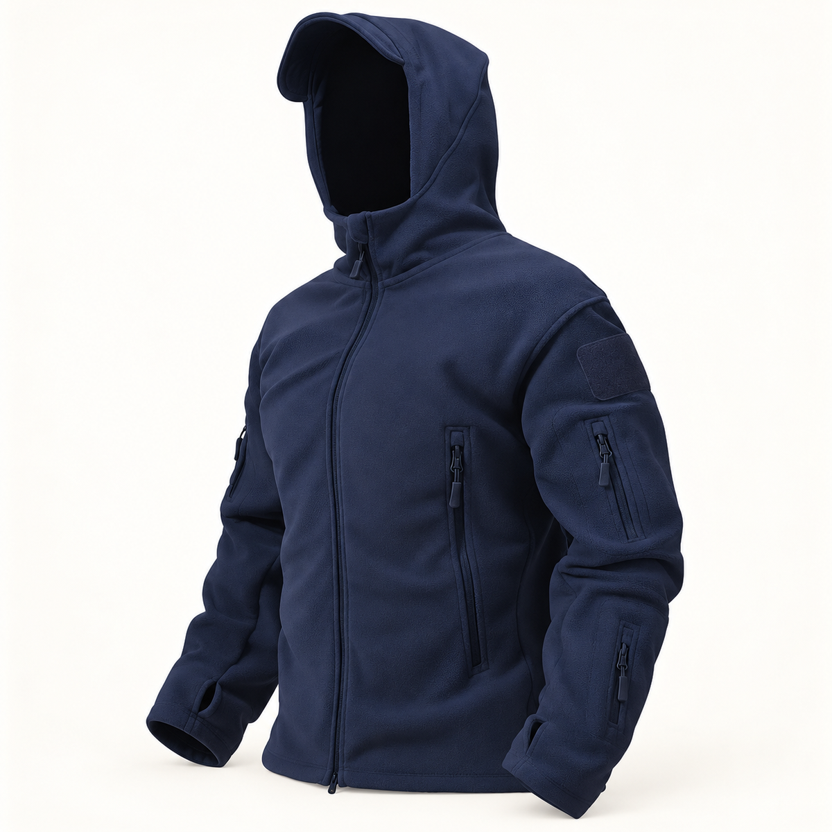 Polaire coupe-vent bleu marine – packshot trois-quarts