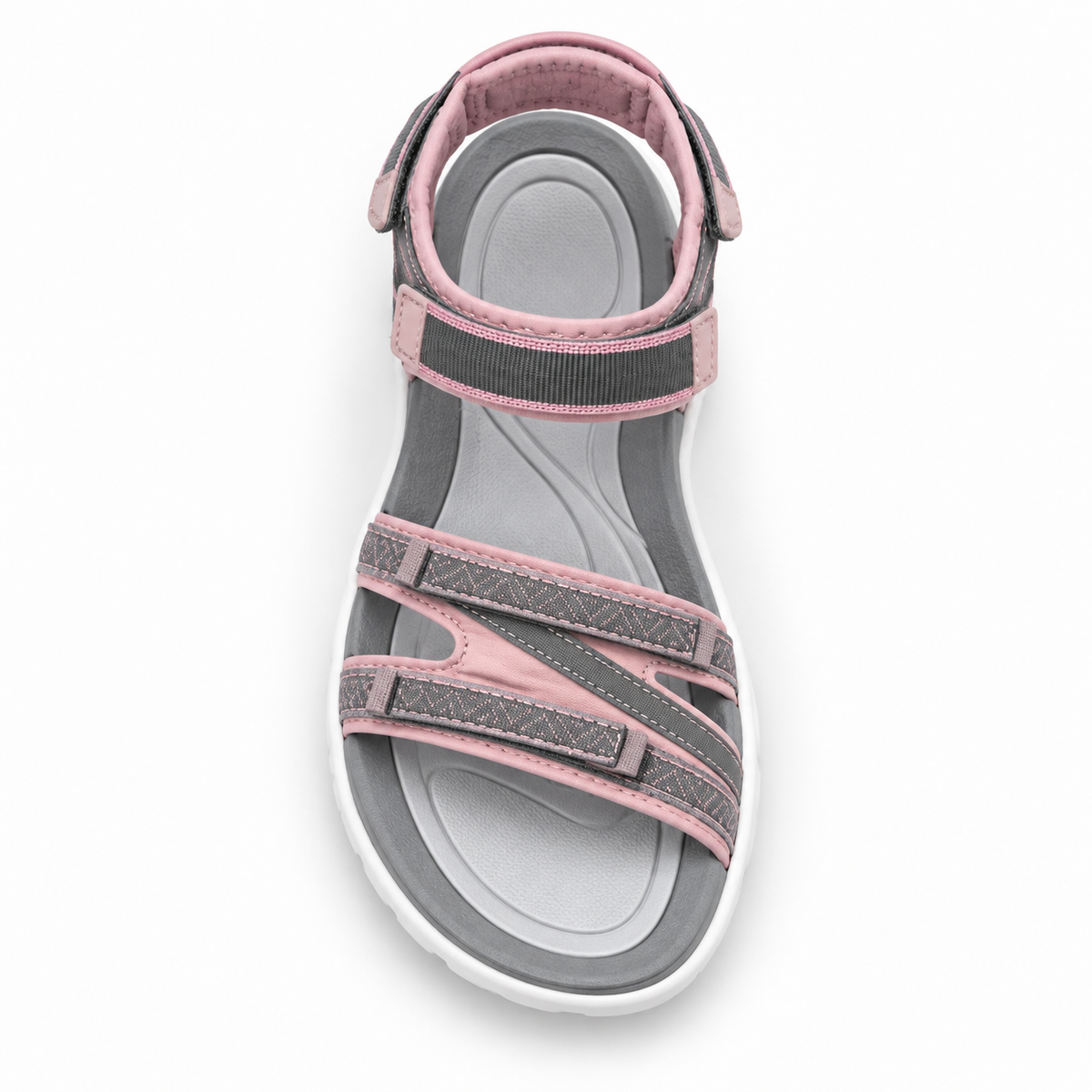 Sandale trekking femme rose vue du dessus avec brides et assise