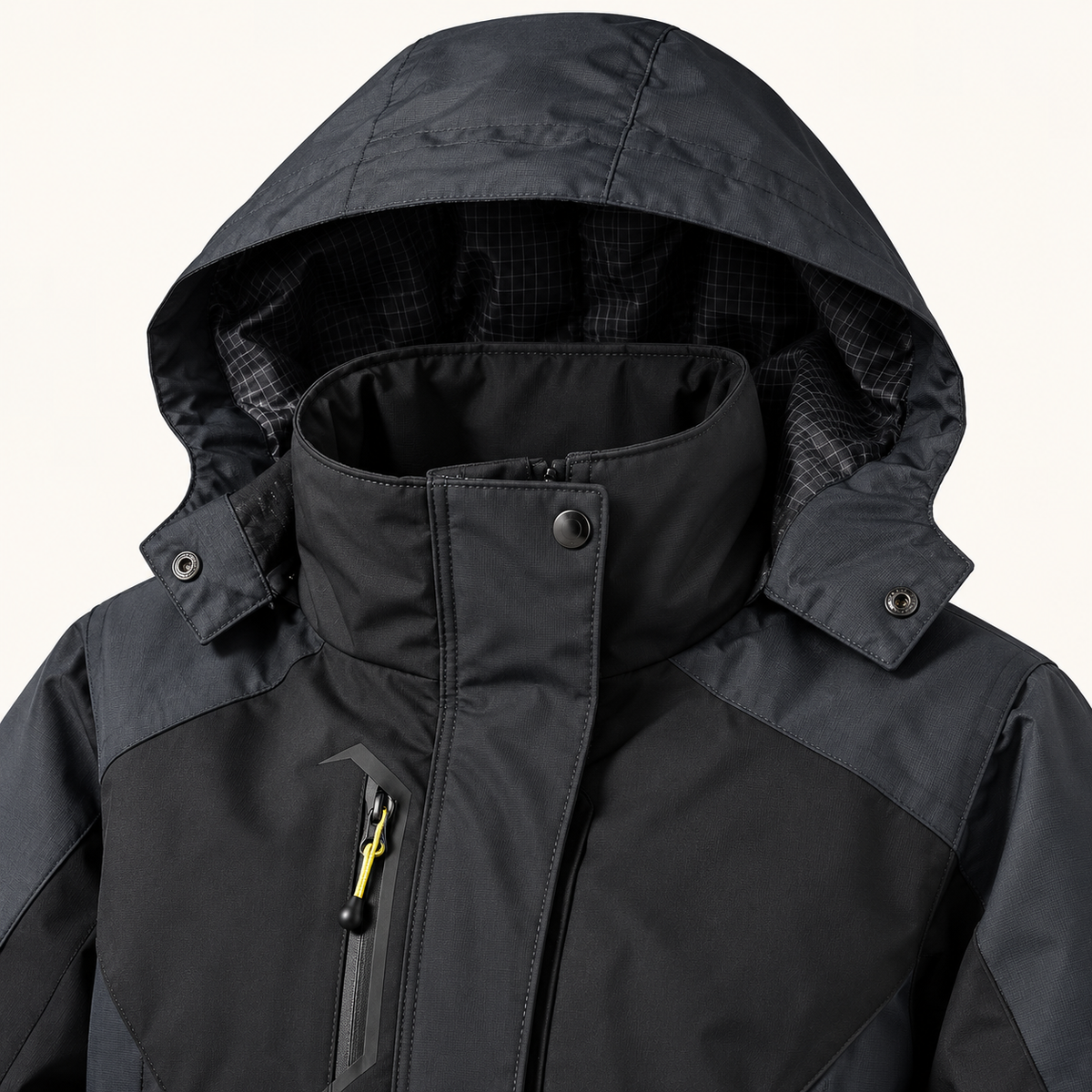 Veste randonnée neige femme – détail capuche et col