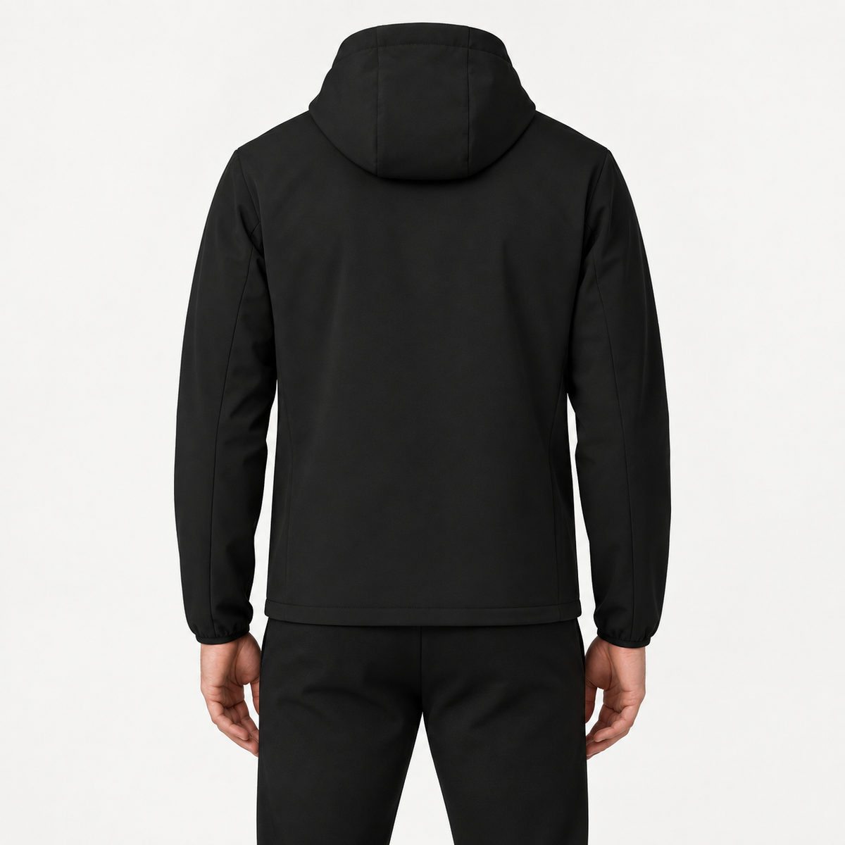 Veste softshell imperméable homme noire portée de dos