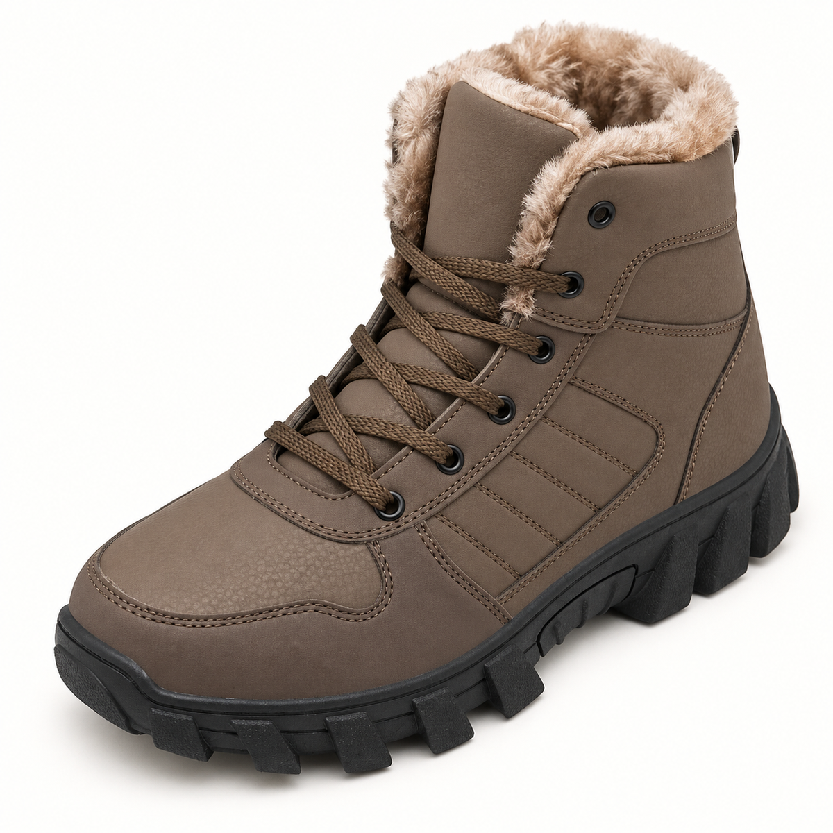 Botte randonnée marron kaki – vue du dessus et laçage