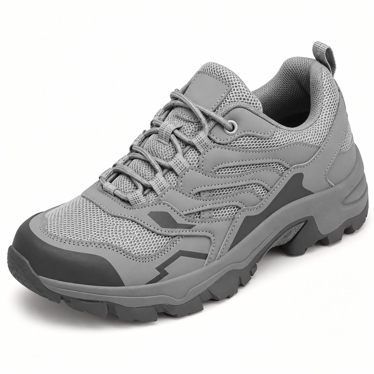 Chaussure d’approche randonnée grise vue du dessus avec languette et laçage