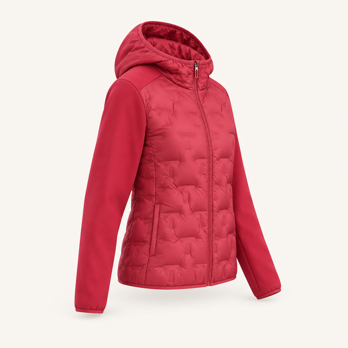 Doudoune randonnée rouge femme – vue de profil