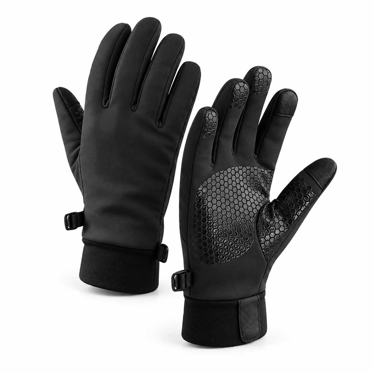 Gants chauds femme noirs – vue trois-quarts