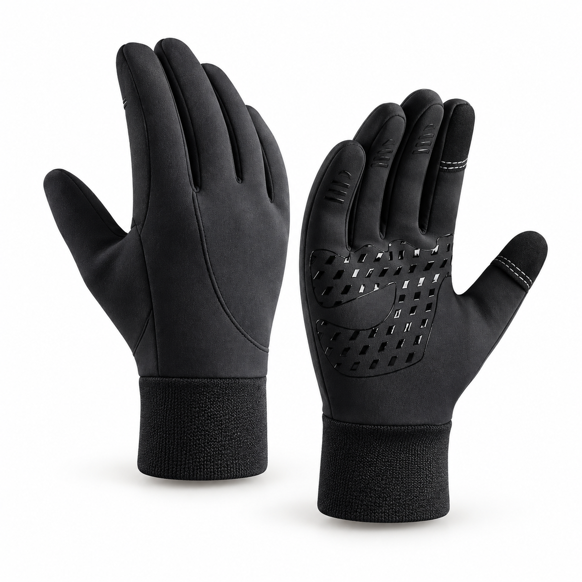 Gants de ski chauds noirs – vue trois-quarts