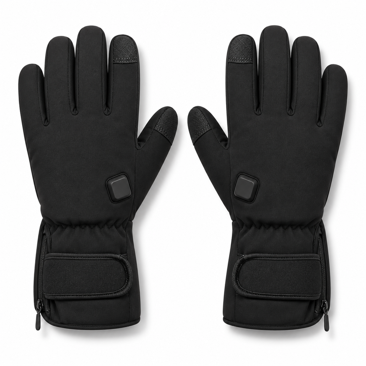 Gants de ski chauffants femme noirs – commandes dorsales et manchettes