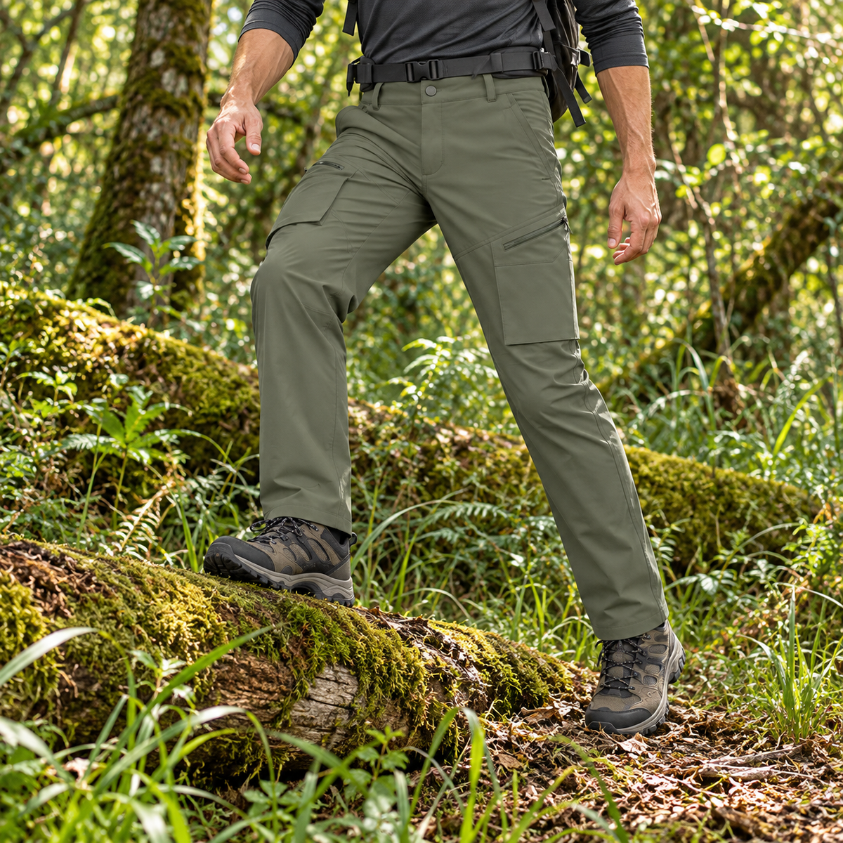 Pantalon randonnée anti moustique vert en grande enjambée