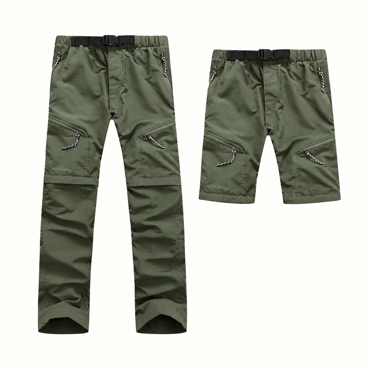 Pantalon randonnée vert olive convertible en short