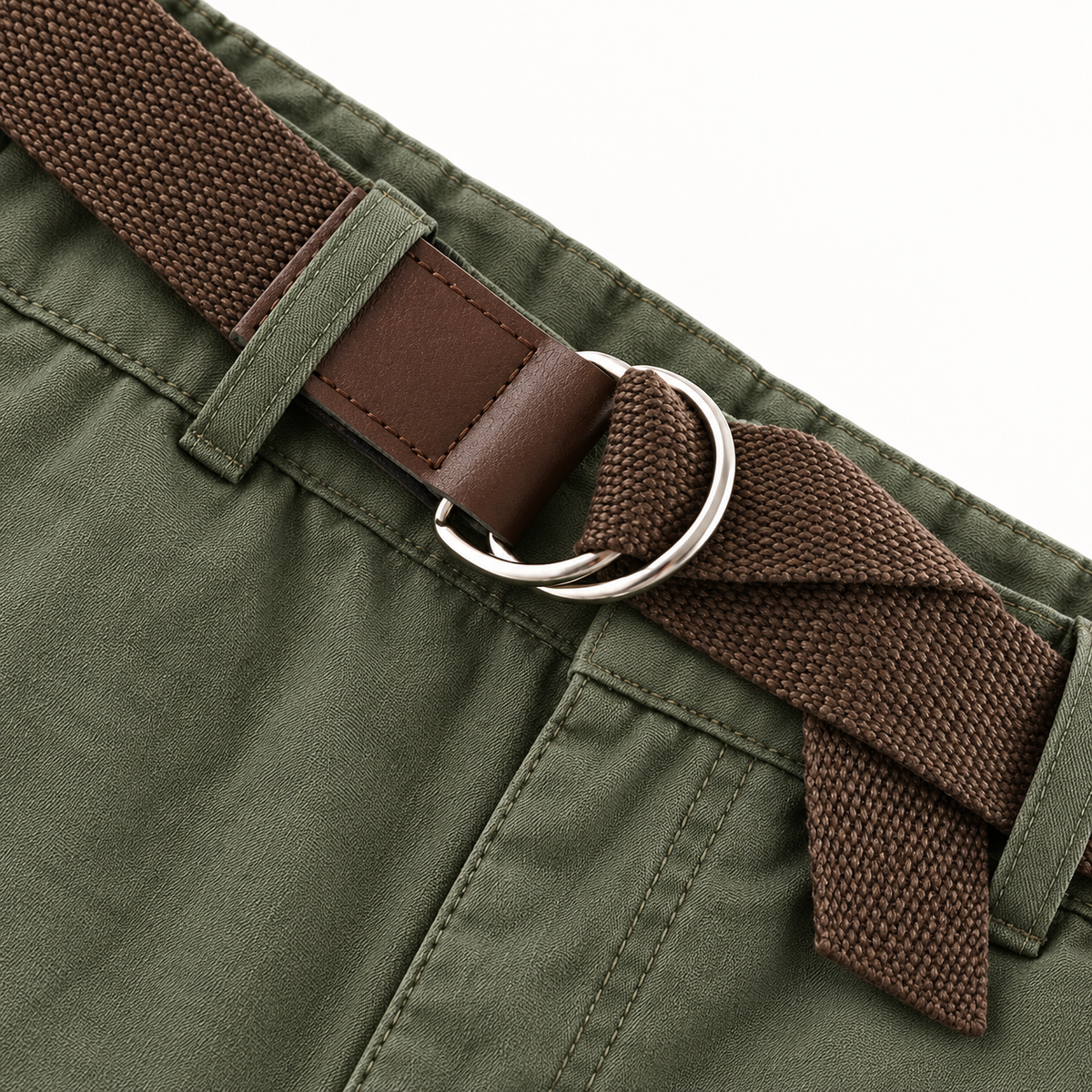 Short randonnée ado vert – détail ceinture double anneau