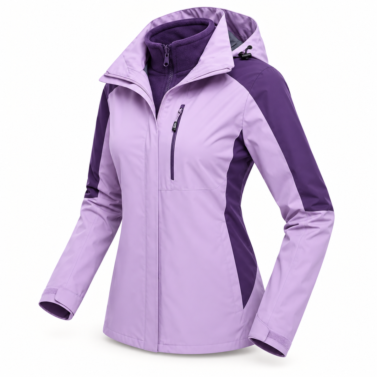 Veste coupe vent femme randonnée violette – vue trois-quarts