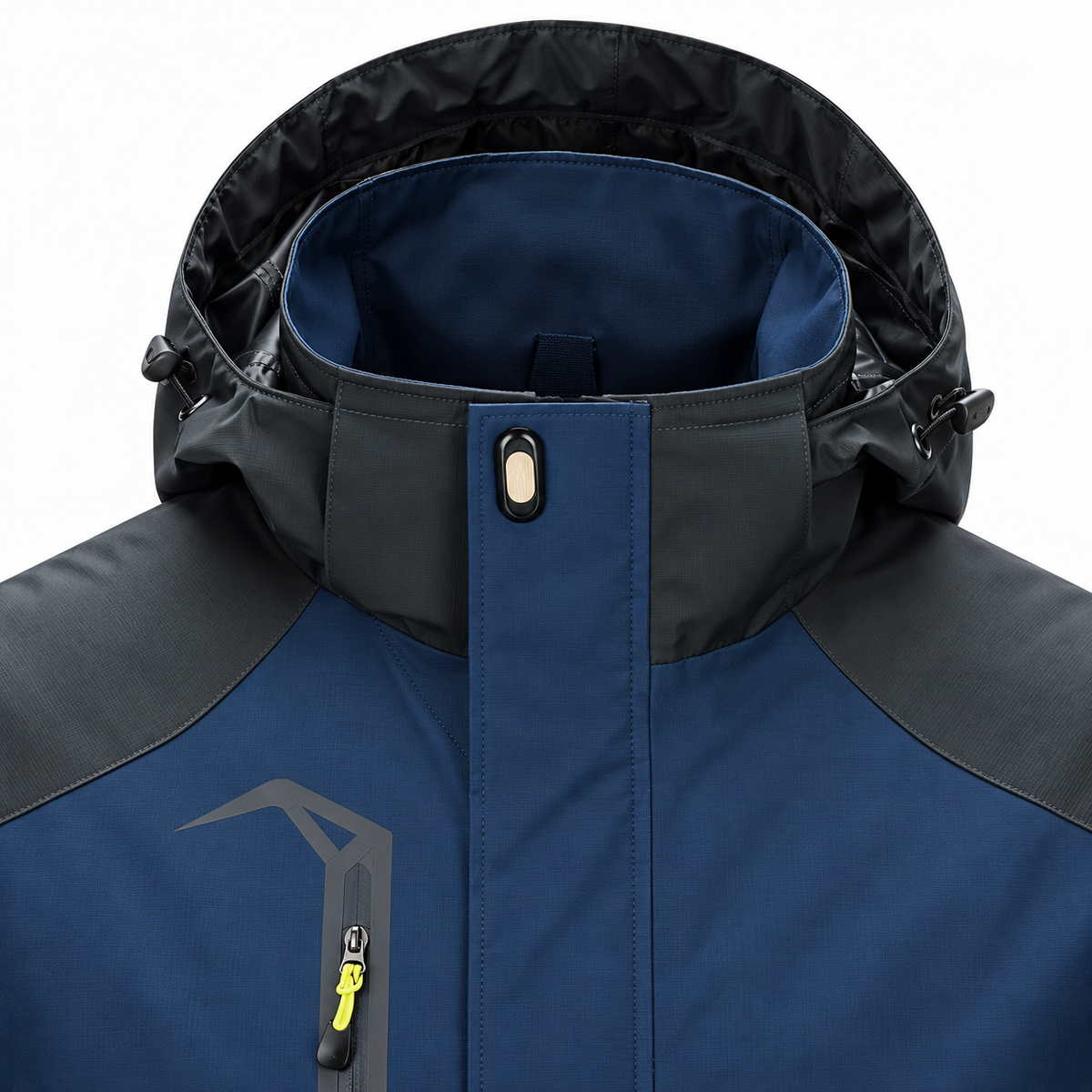 Capuche réglable et col haut de la veste femme de randonnée bleu marine