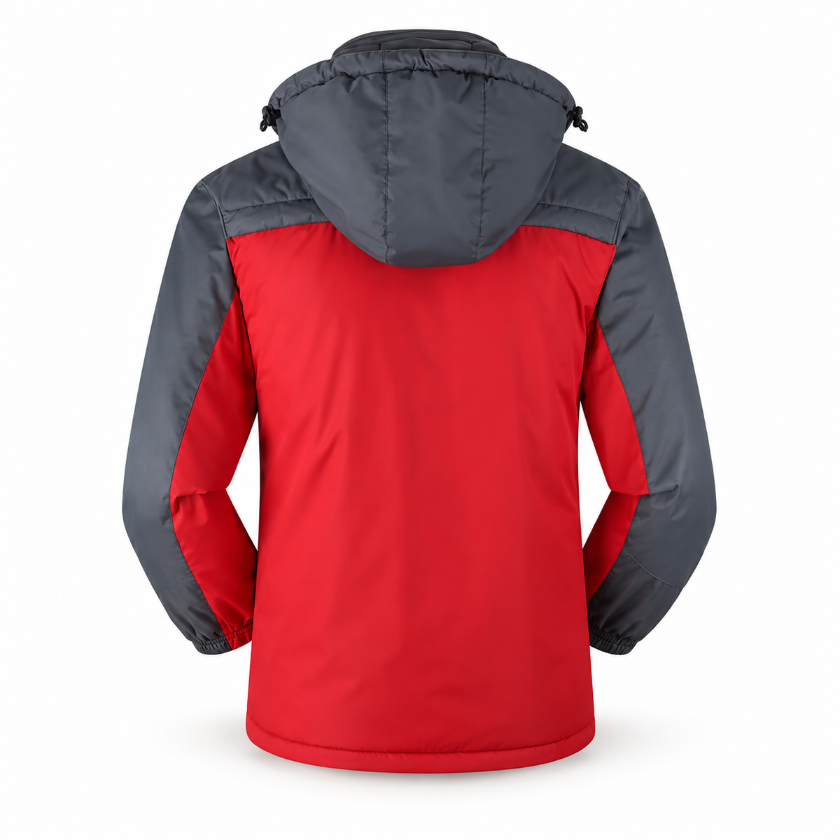 Veste randonnée grand froid rouge et grise – vue de dos