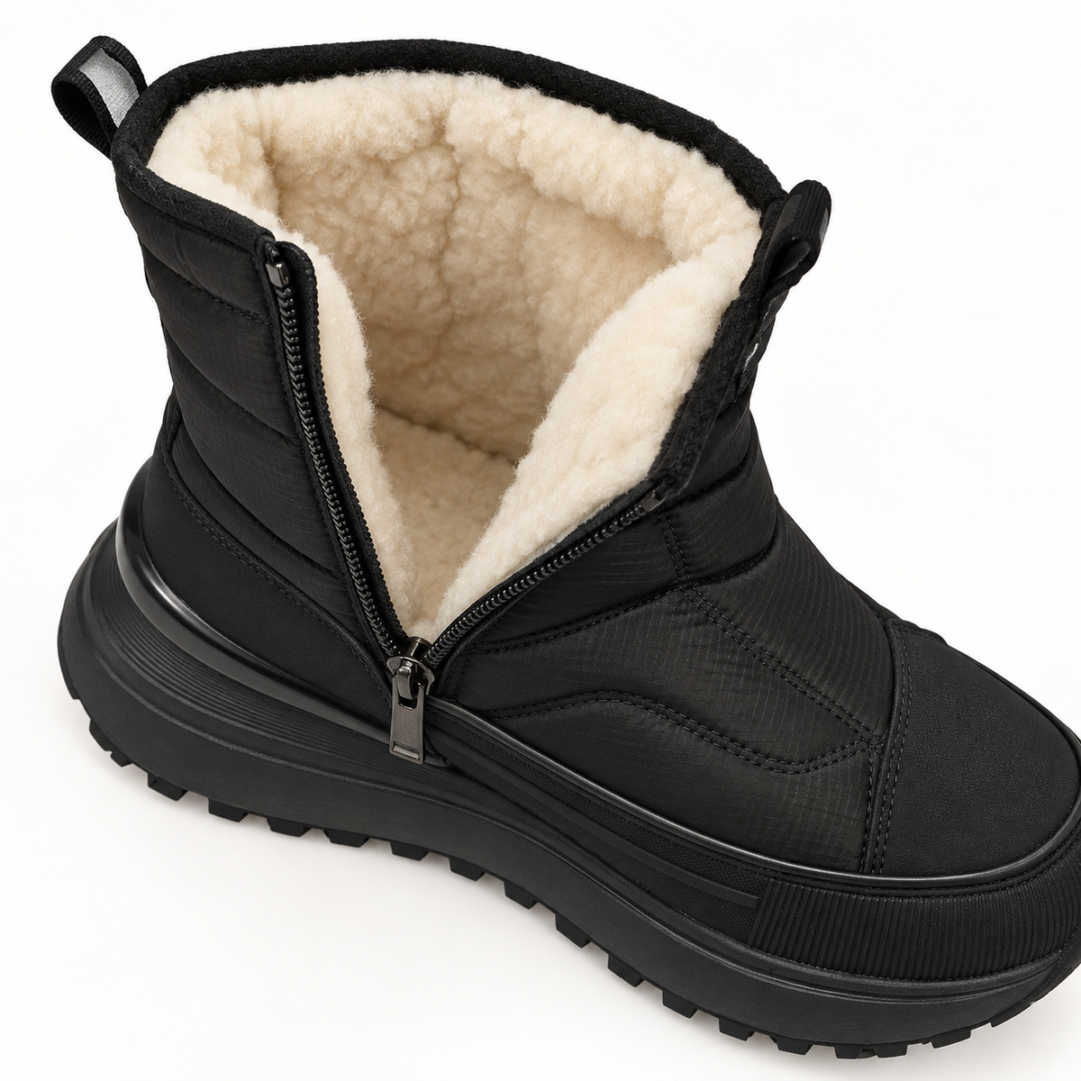 Botte randonnée hiver noire – détail de la doublure chaude