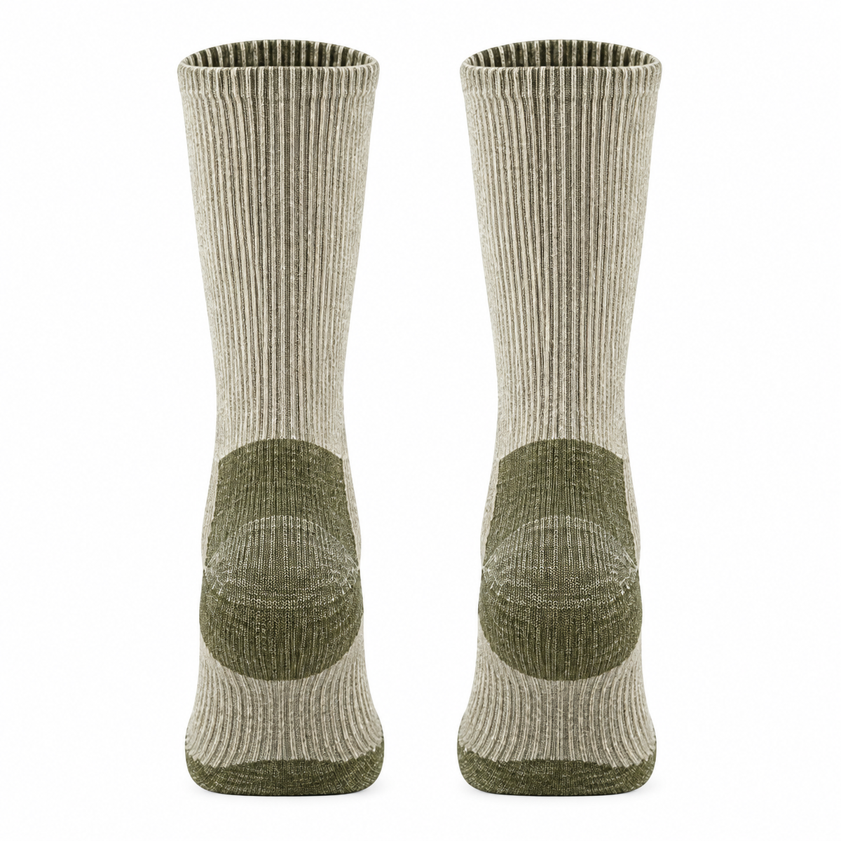 Chaussettes de randonnée femme beige et olive – arrière