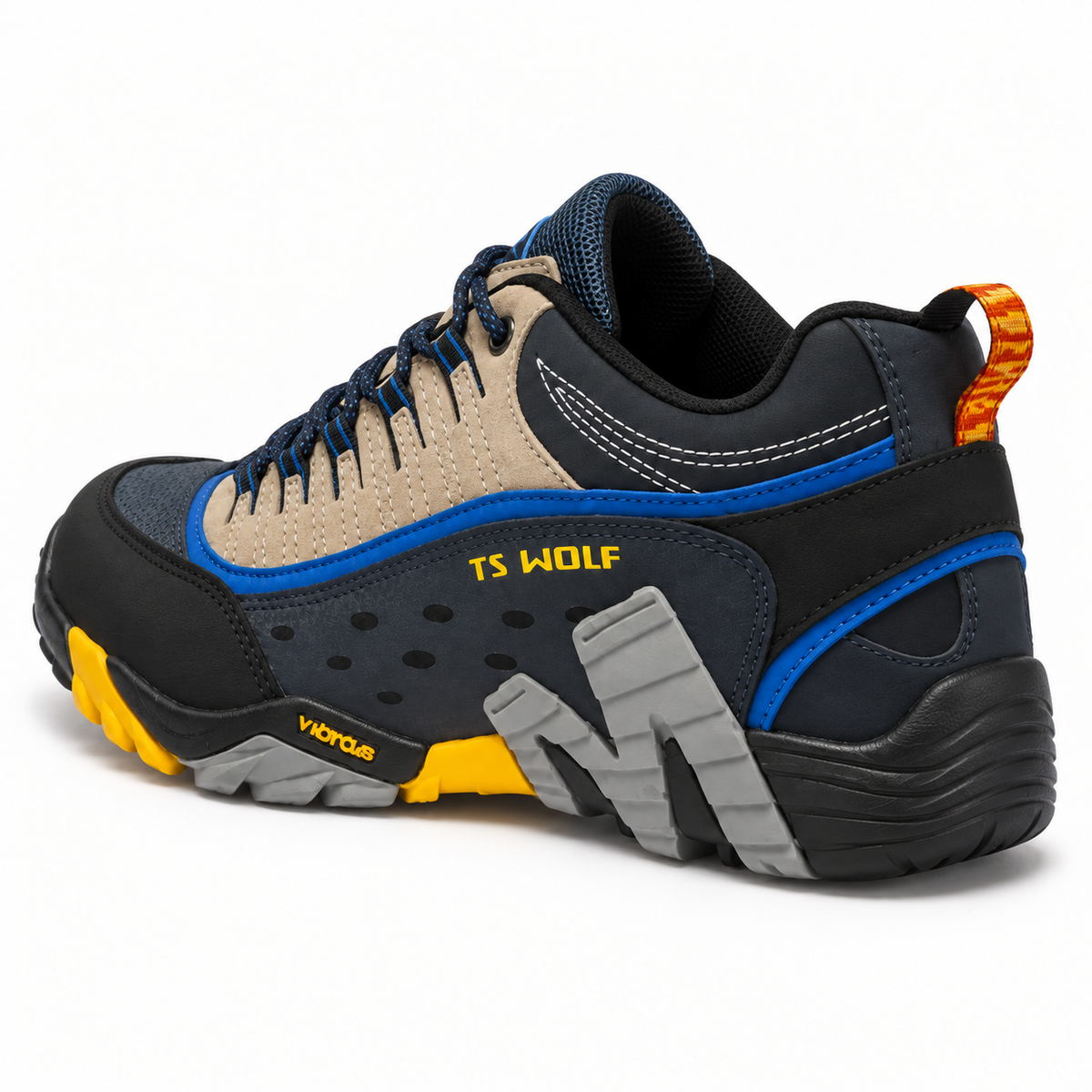 Chaussure randonnée desert jaune complète vue arrière trois-quarts
