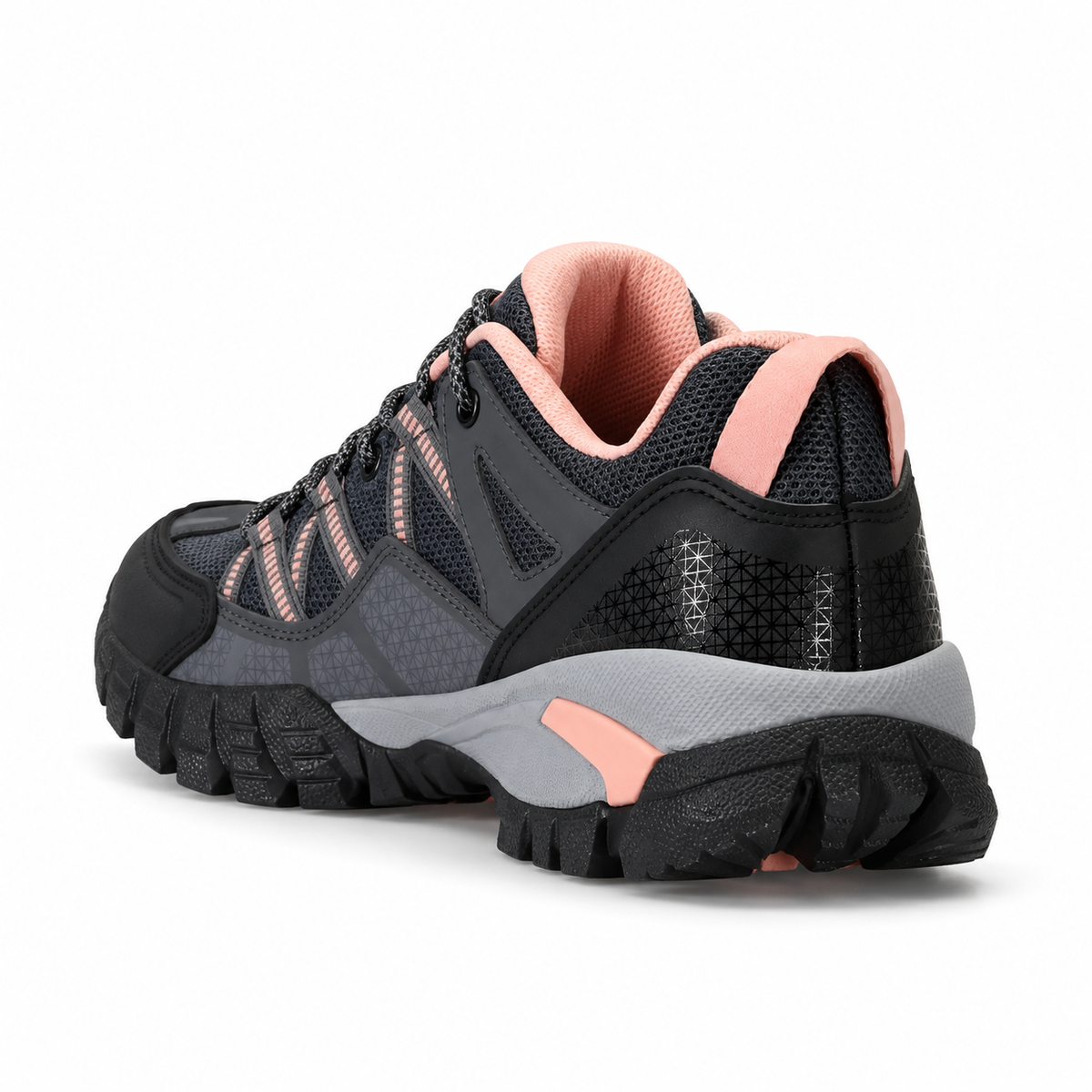 Chaussure randonnée femme vegan noire vue arrière du col et du talon