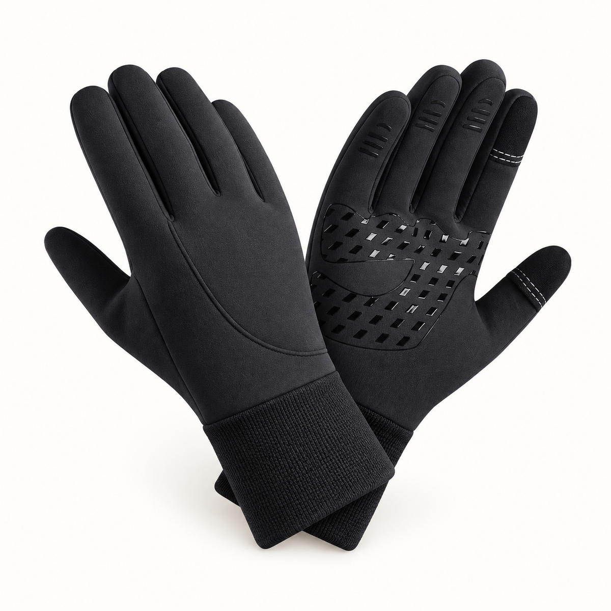 Gants de ski chauds noirs – paire croisée