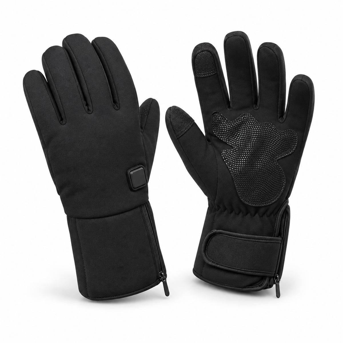 Gants de ski chauffants femme noirs – vue trois-quarts
