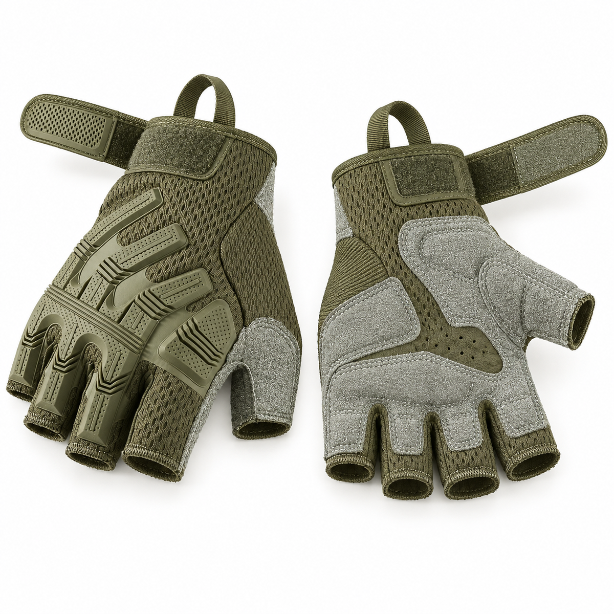 Gants fins vert armée – fermetures de poignets ouvertes