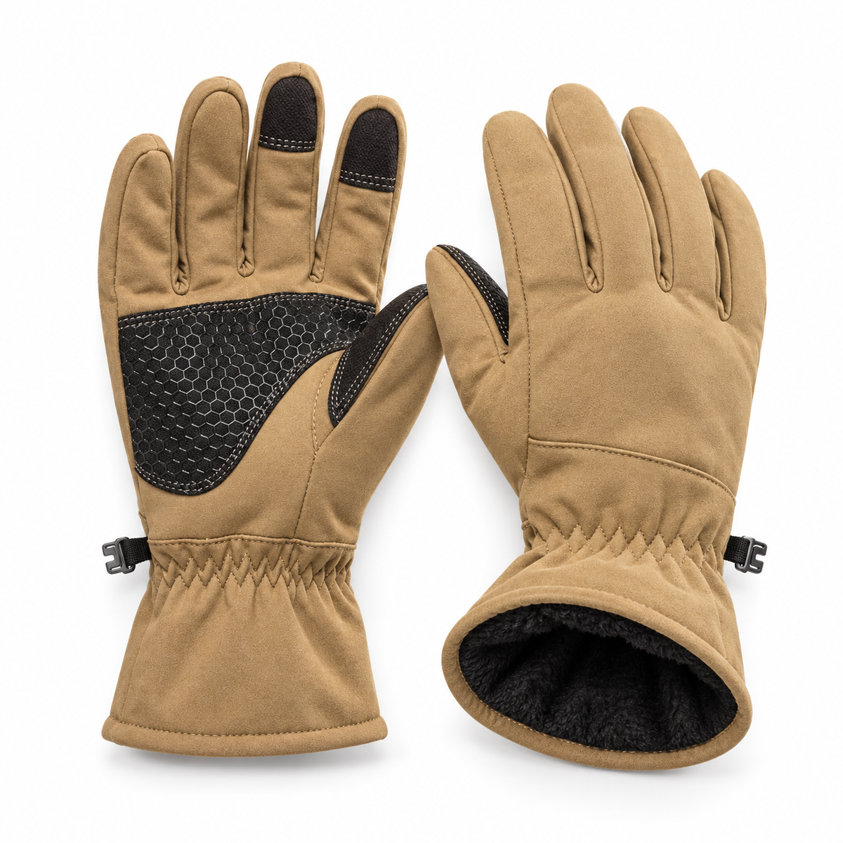 Gants imperméables randonnée jaune sable – doublure polaire noire