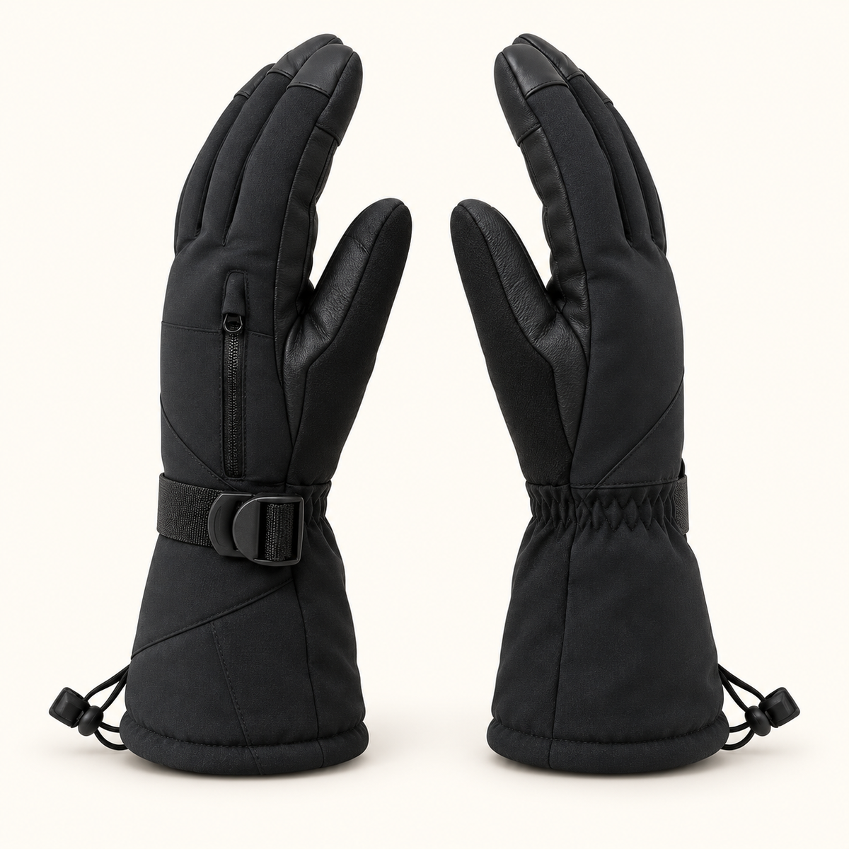 Gants randonnée Softshell — profils de la paire noire