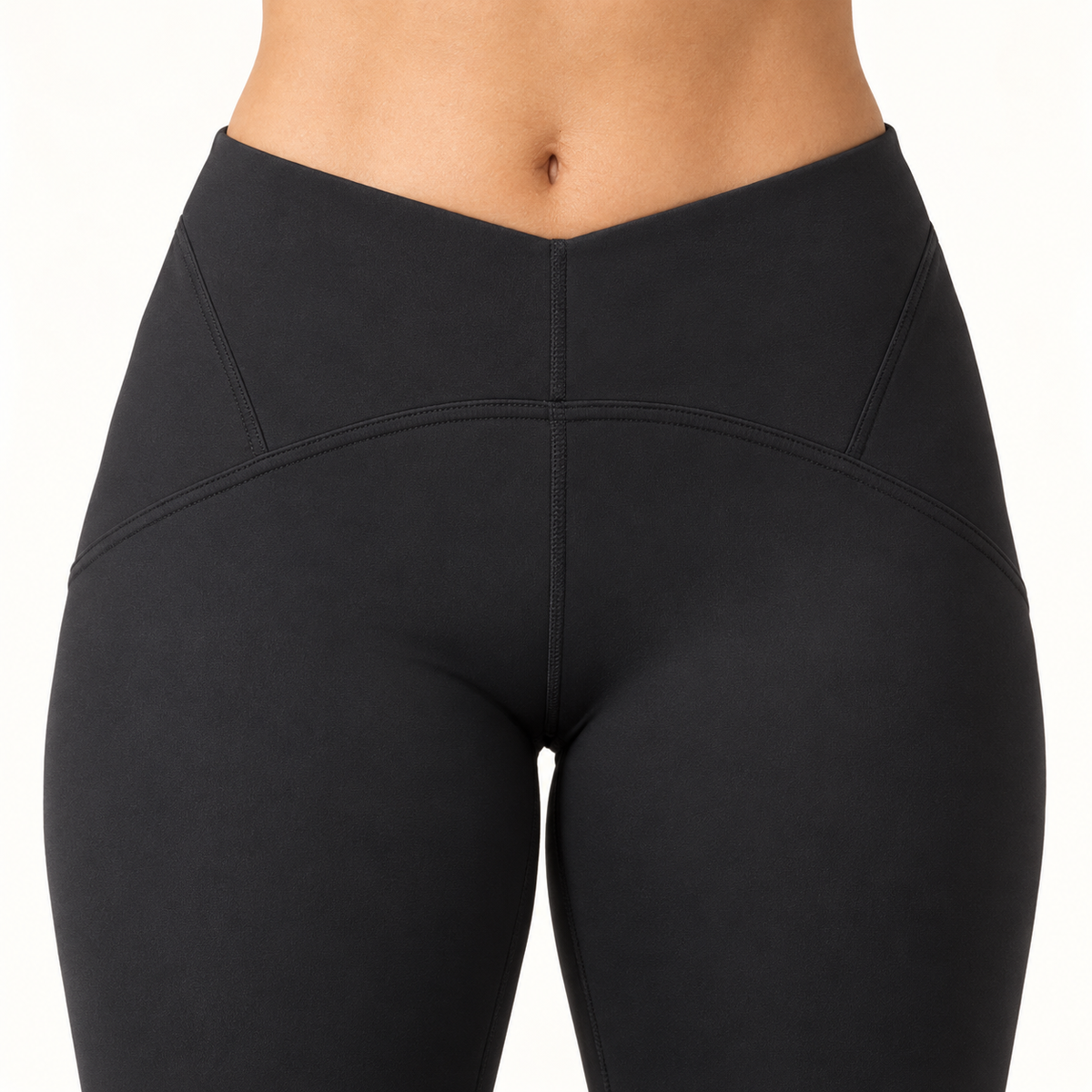 Taille haute en V du legging pantalon noir