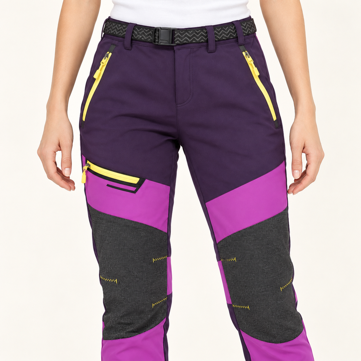 Poches zippées du pantalon randonnée neige femme violet