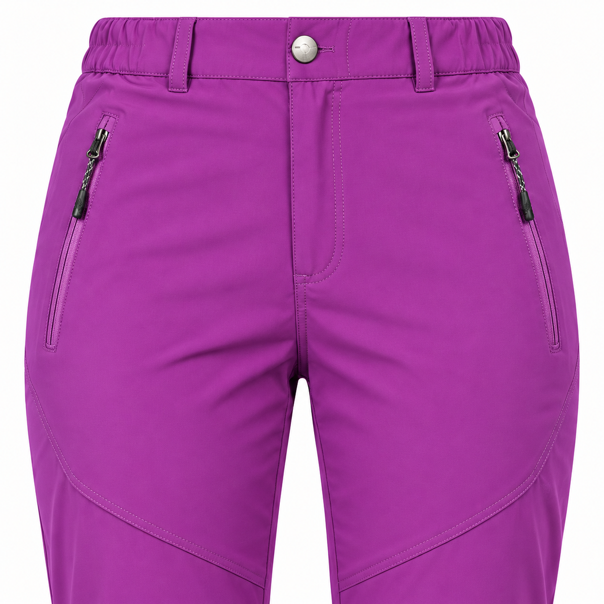 Taille et poches zippées du pantalon randonnée slim femme