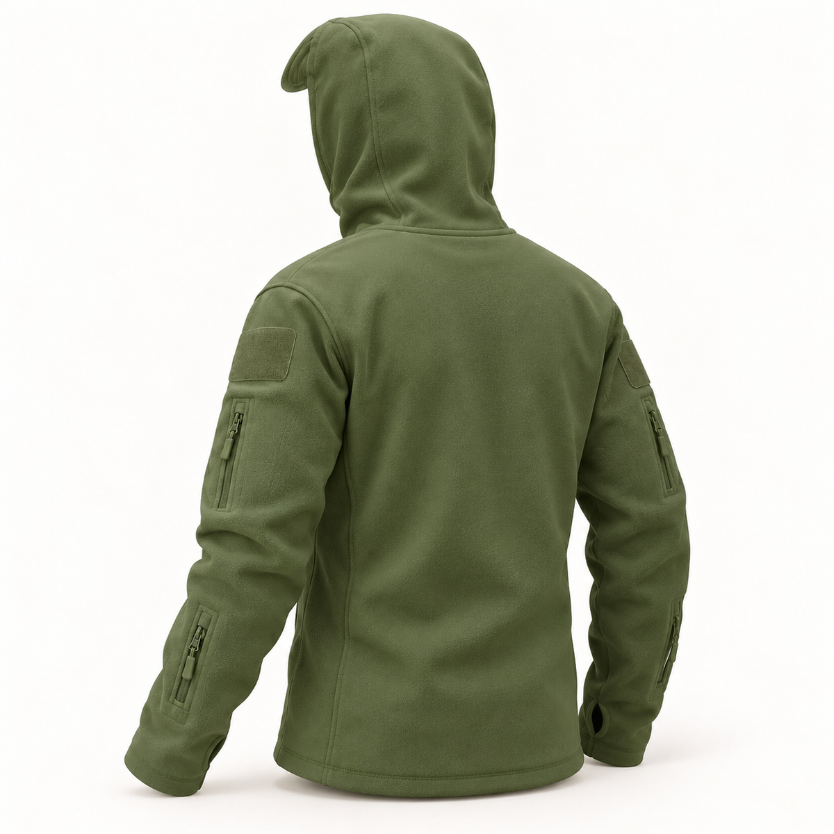 Polaire coupe-vent vert olive – vue arrière complète