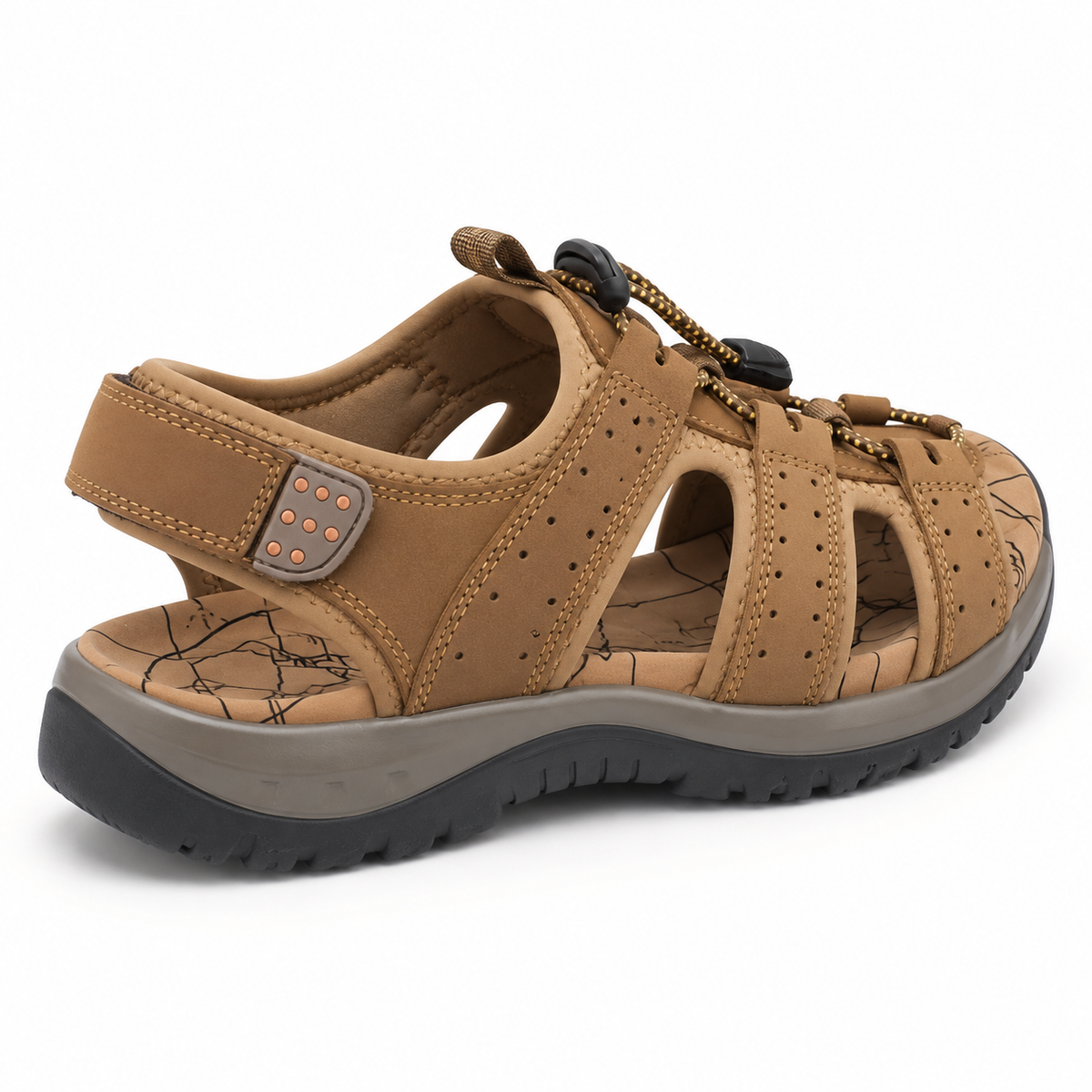 Sandale kaki femme marron clair – vue arrière de la bride de maintien