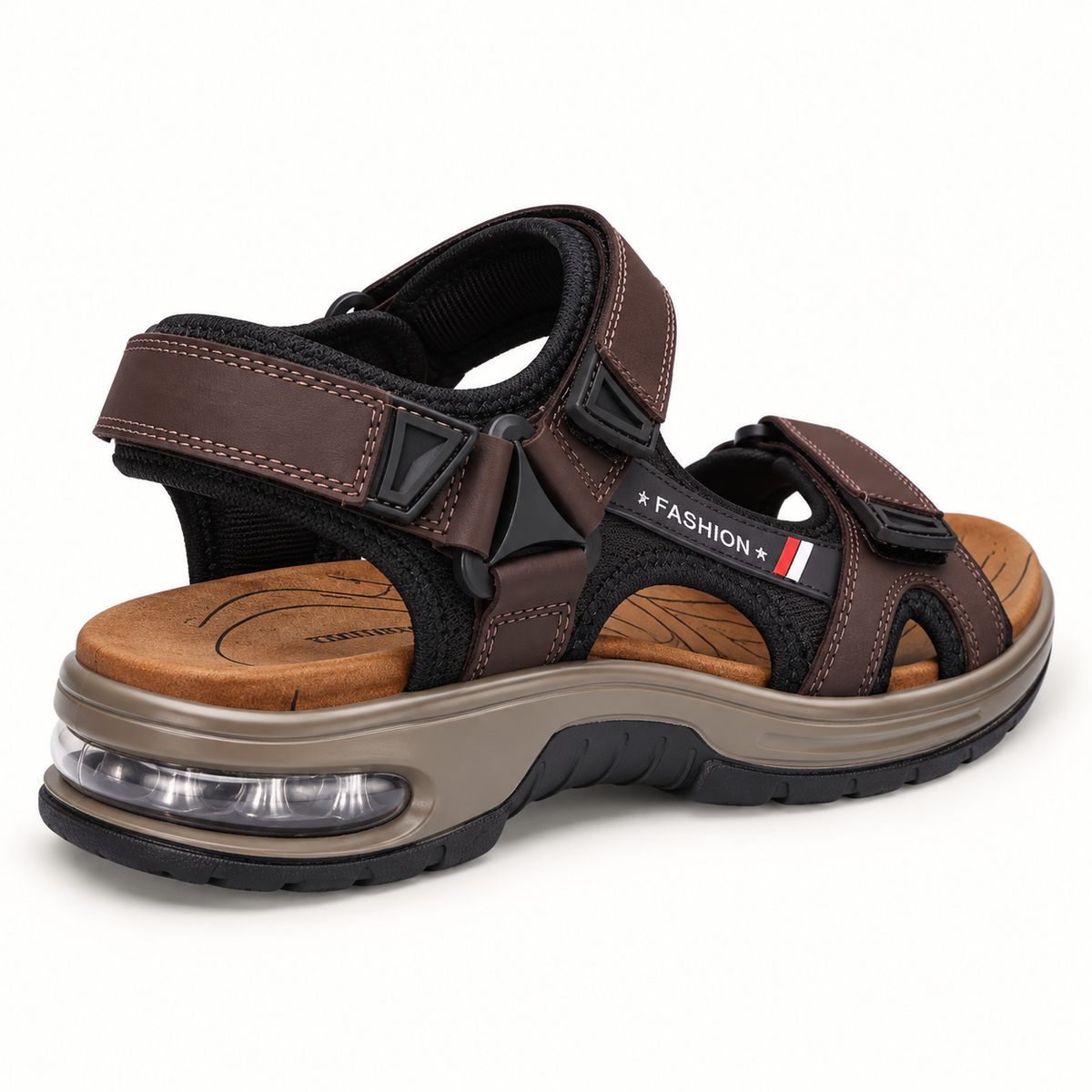Sandale randonnée cuir femme Marron – vue arrière du maintien talon