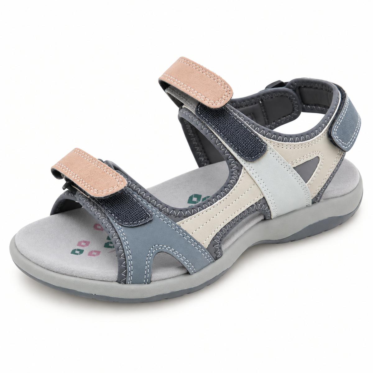 Sandale randonnée enfant grise – détail des trois brides auto-agrippantes