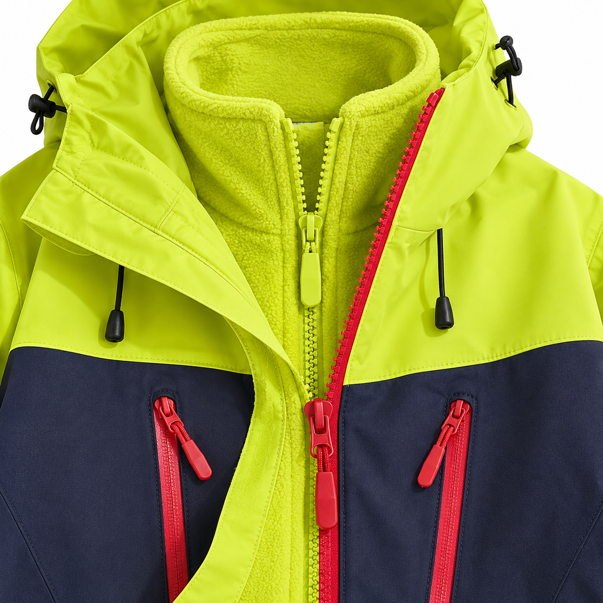 Veste 2 en 1 femme randonnée – détail coque et polaire