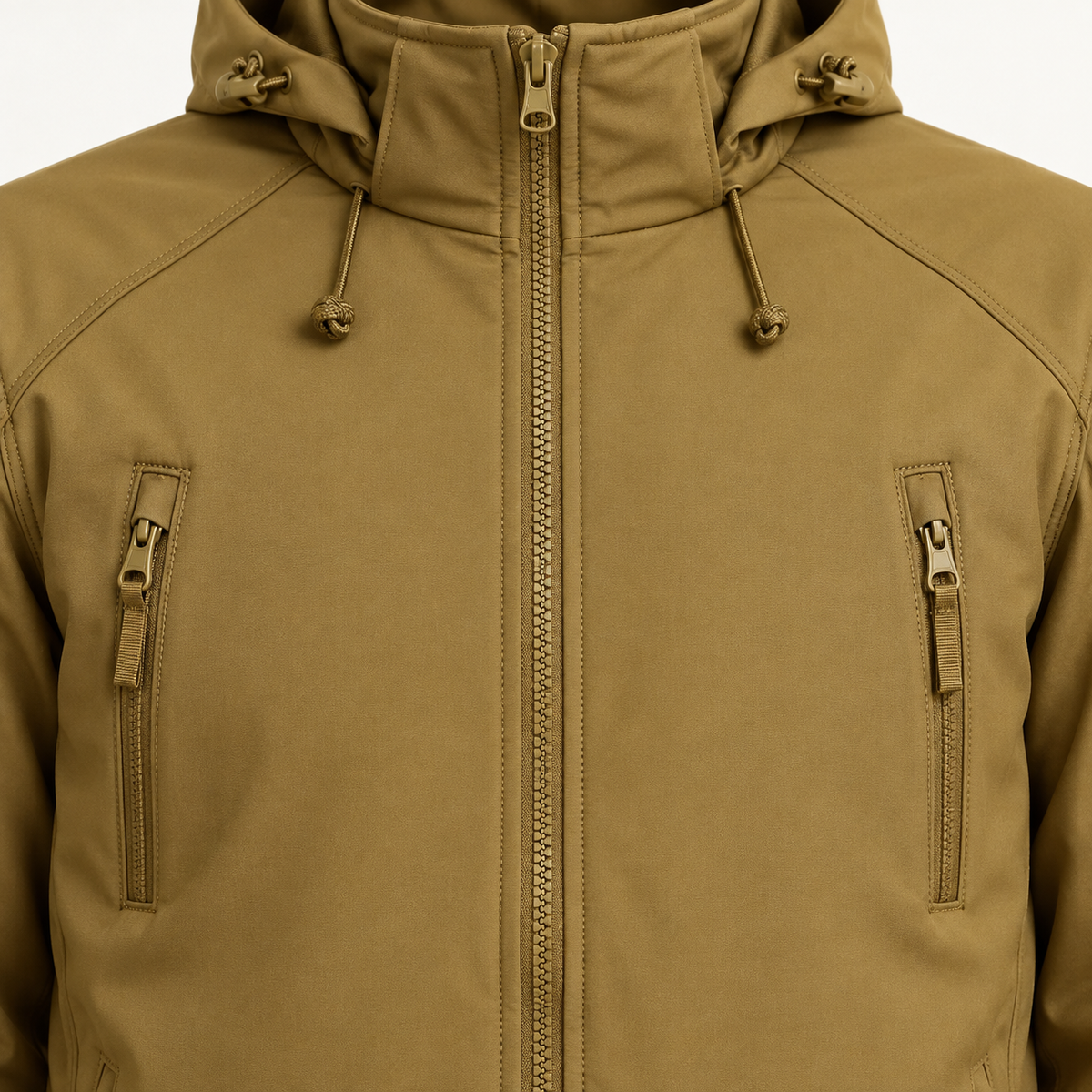 Veste de randonnée raquettes homme marron – détail des poches poitrine