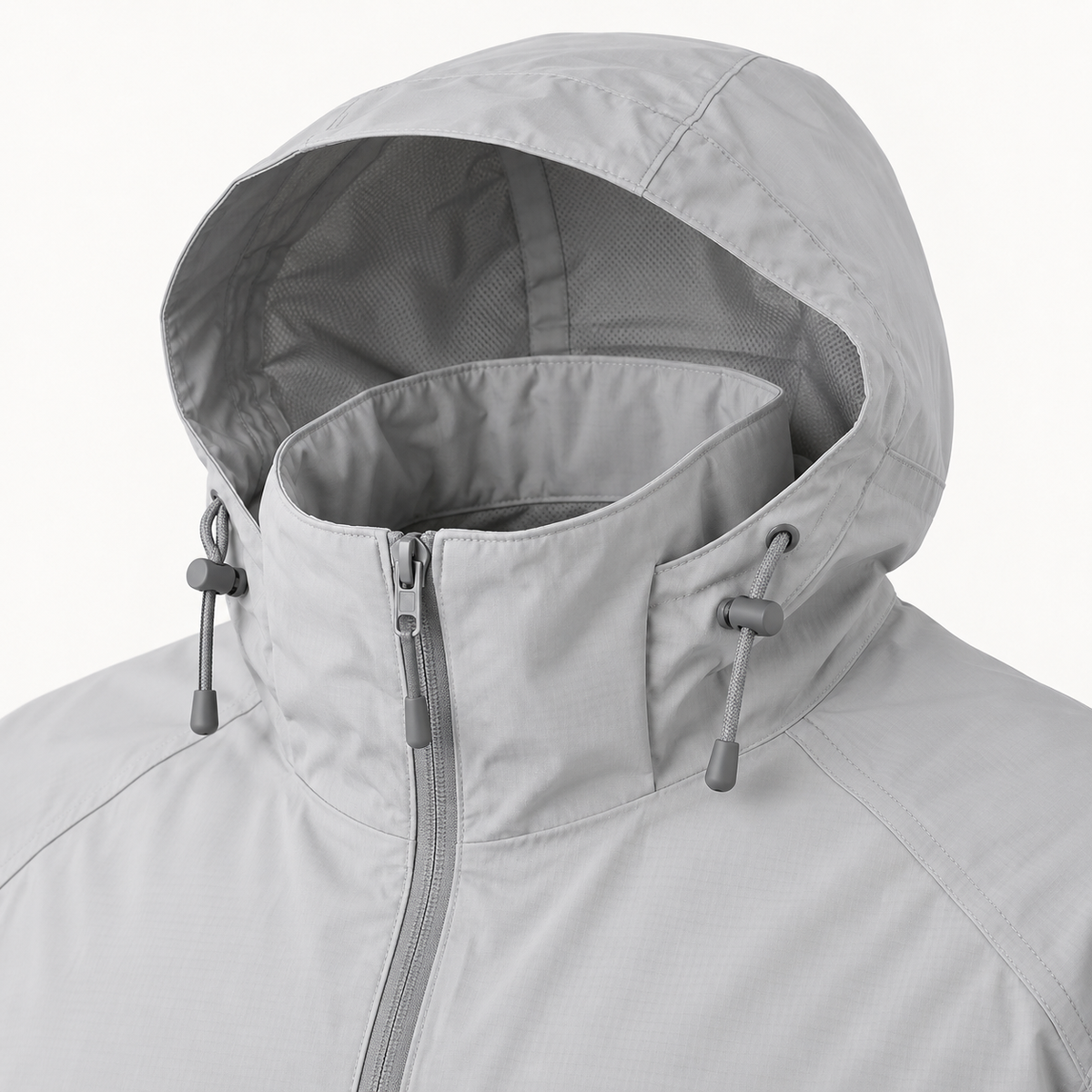 Veste légère randonnée homme – détail capuche et col