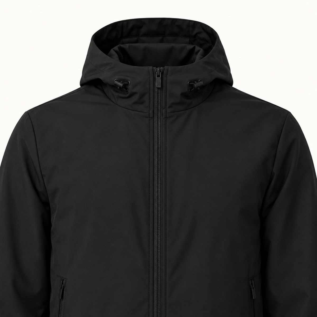 Veste de randonnée mi-saison homme – détail capuche et col