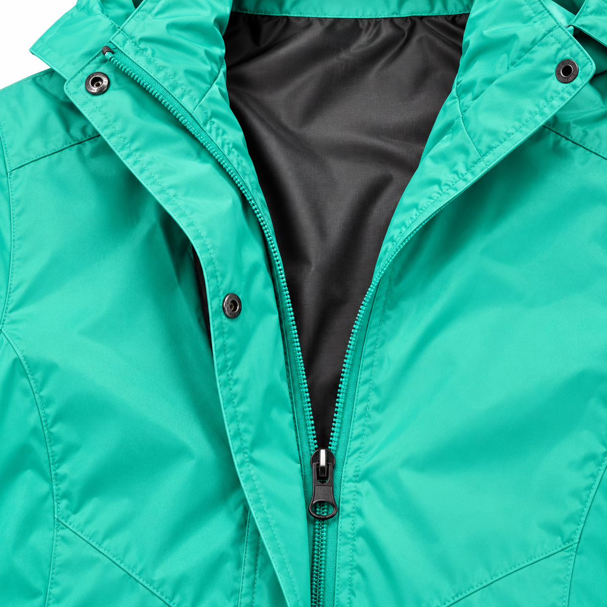 Veste randonnée femme verte ouverte – détail de la doublure intérieure