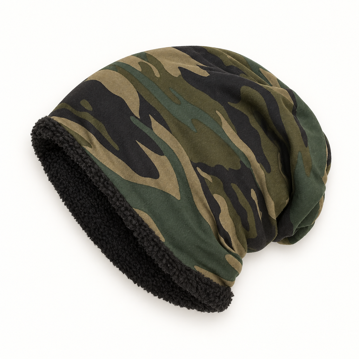 Bonnet randonnée hiver vert armé – posé à plat
