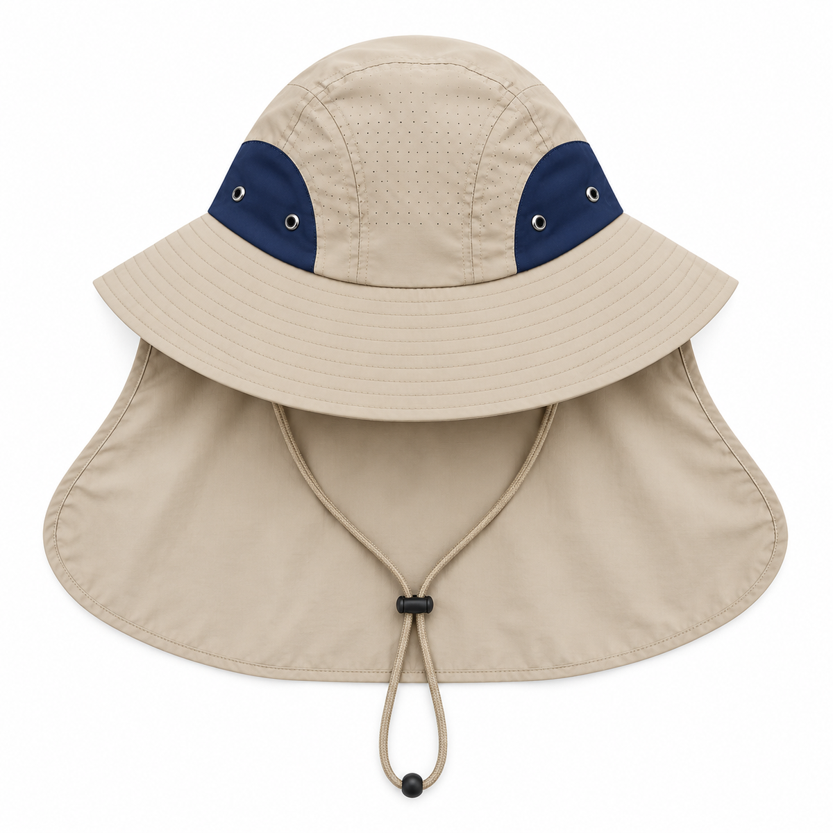 Chapeau kaki de randonnée homme – couvre-nuque déployé