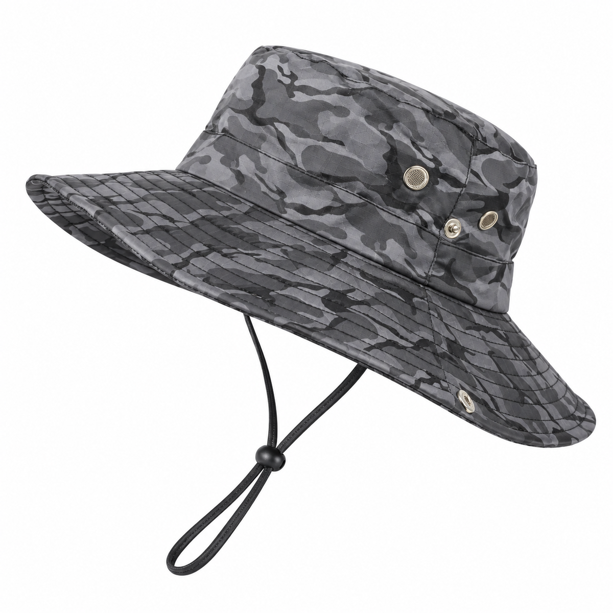Chapeau de randonnée ventilé gris – détails d’aération