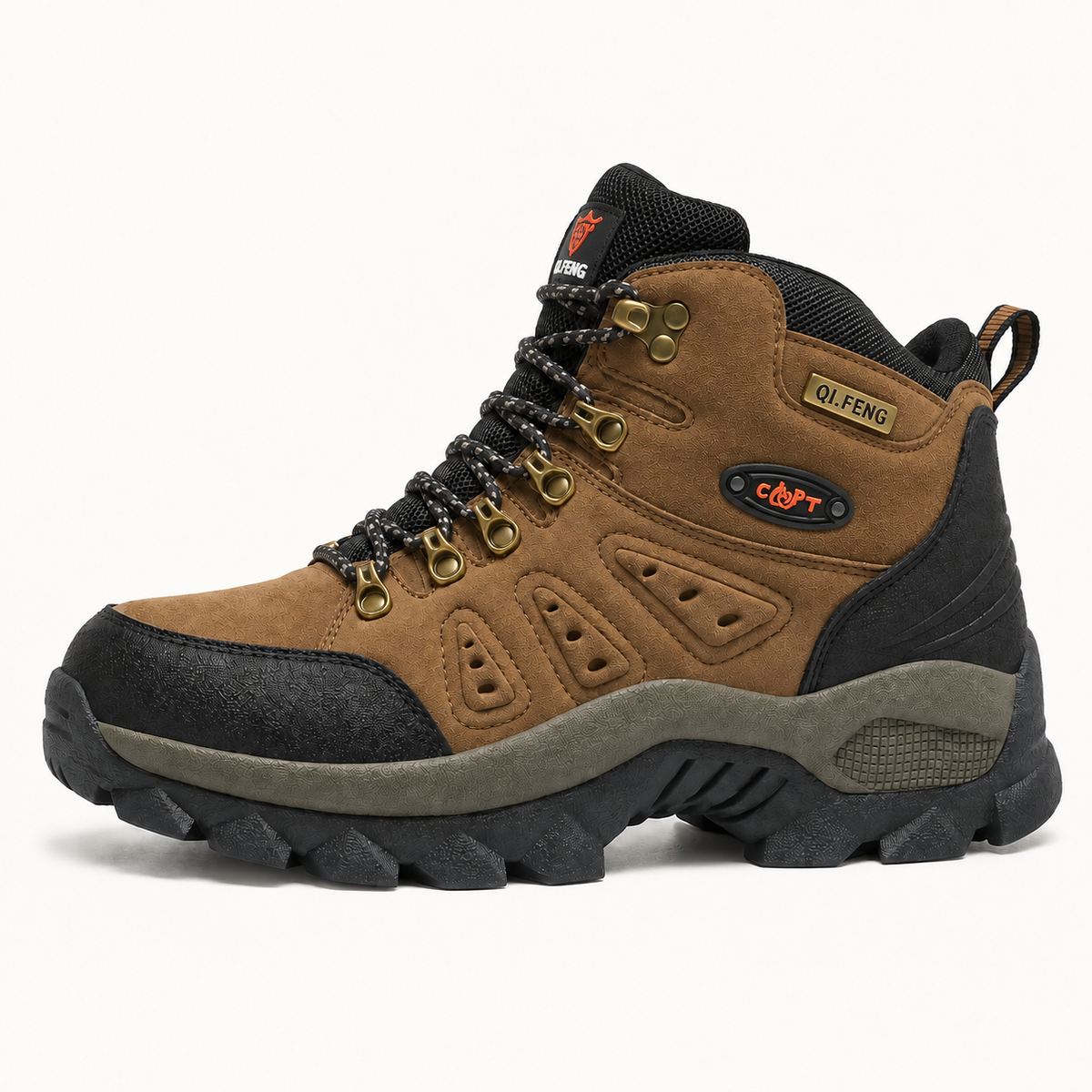 Chaussure randonnée homme cramponnable marron – vue trois-quarts