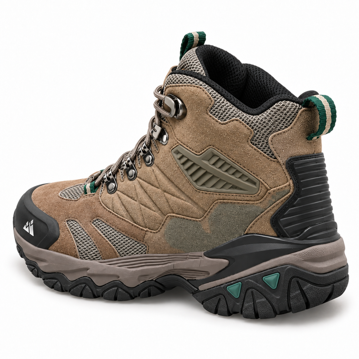 Chaussure randonnée militaire kaki vue de profil sur fond blanc