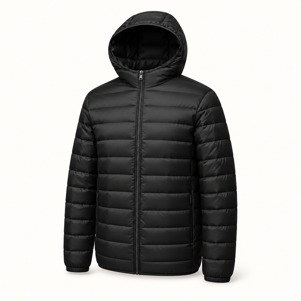 Doudoune haut de gamme homme noire – capuche ouverte