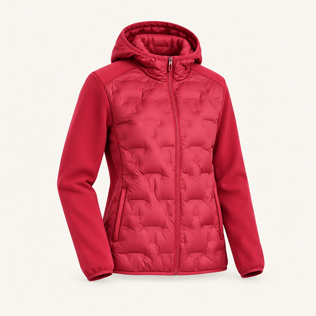 Doudoune randonnée rouge femme – poches