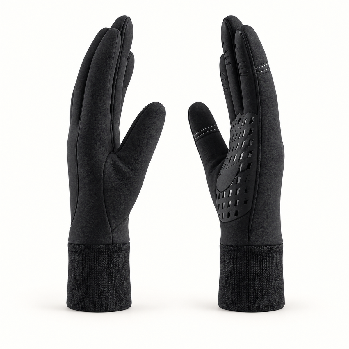 Gants de ski chauds noirs – profils latéraux