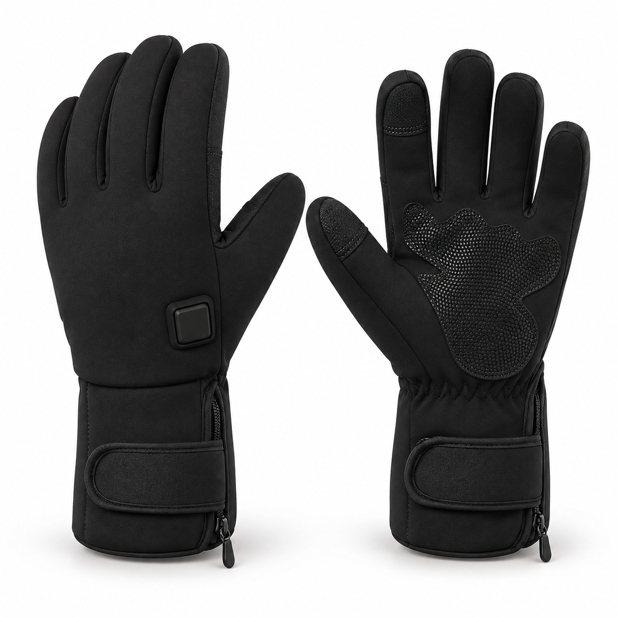 Gants de ski chauffants femme noirs – profil paume et dos
