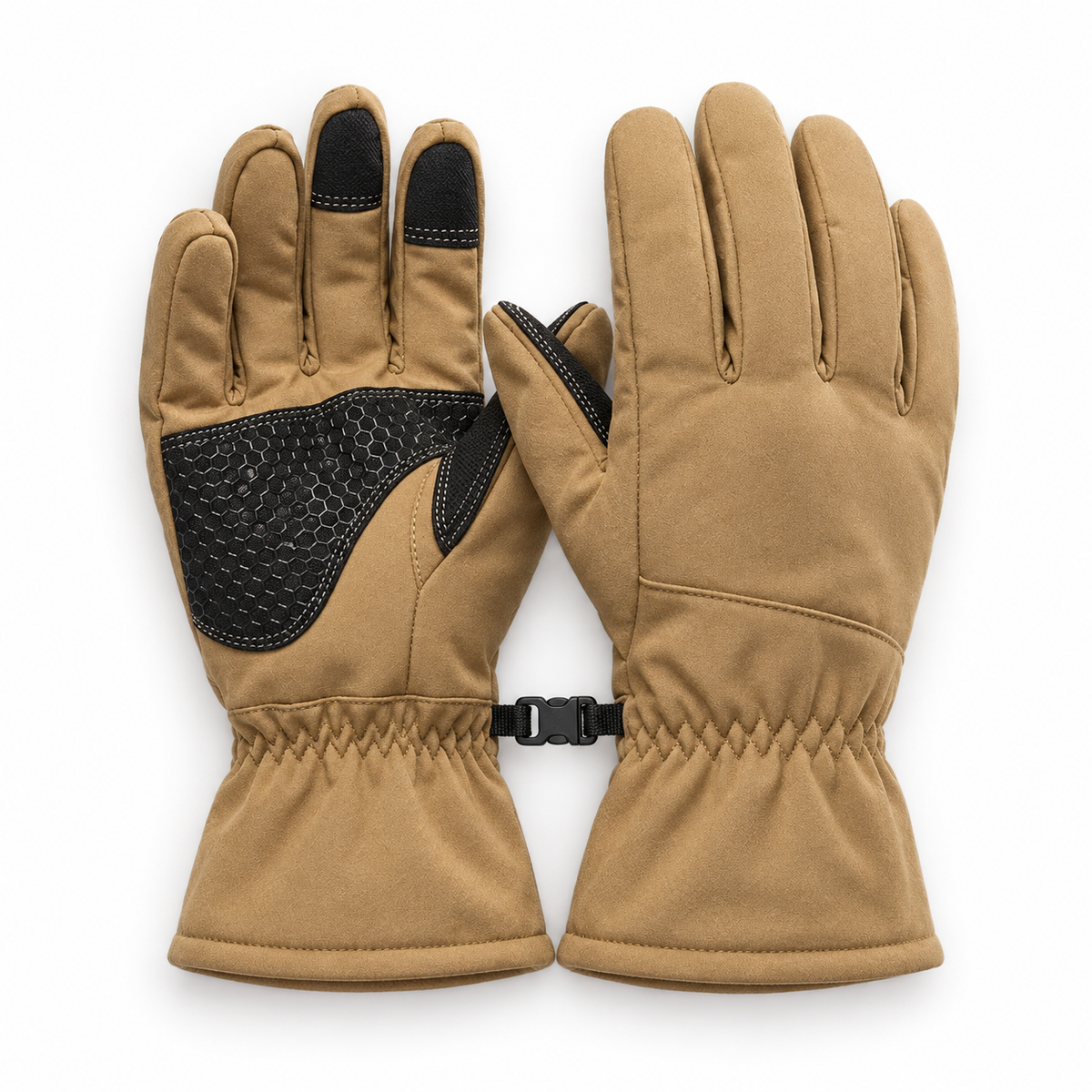 Gants imperméables randonnée jaune sable – paire attachée par les clips