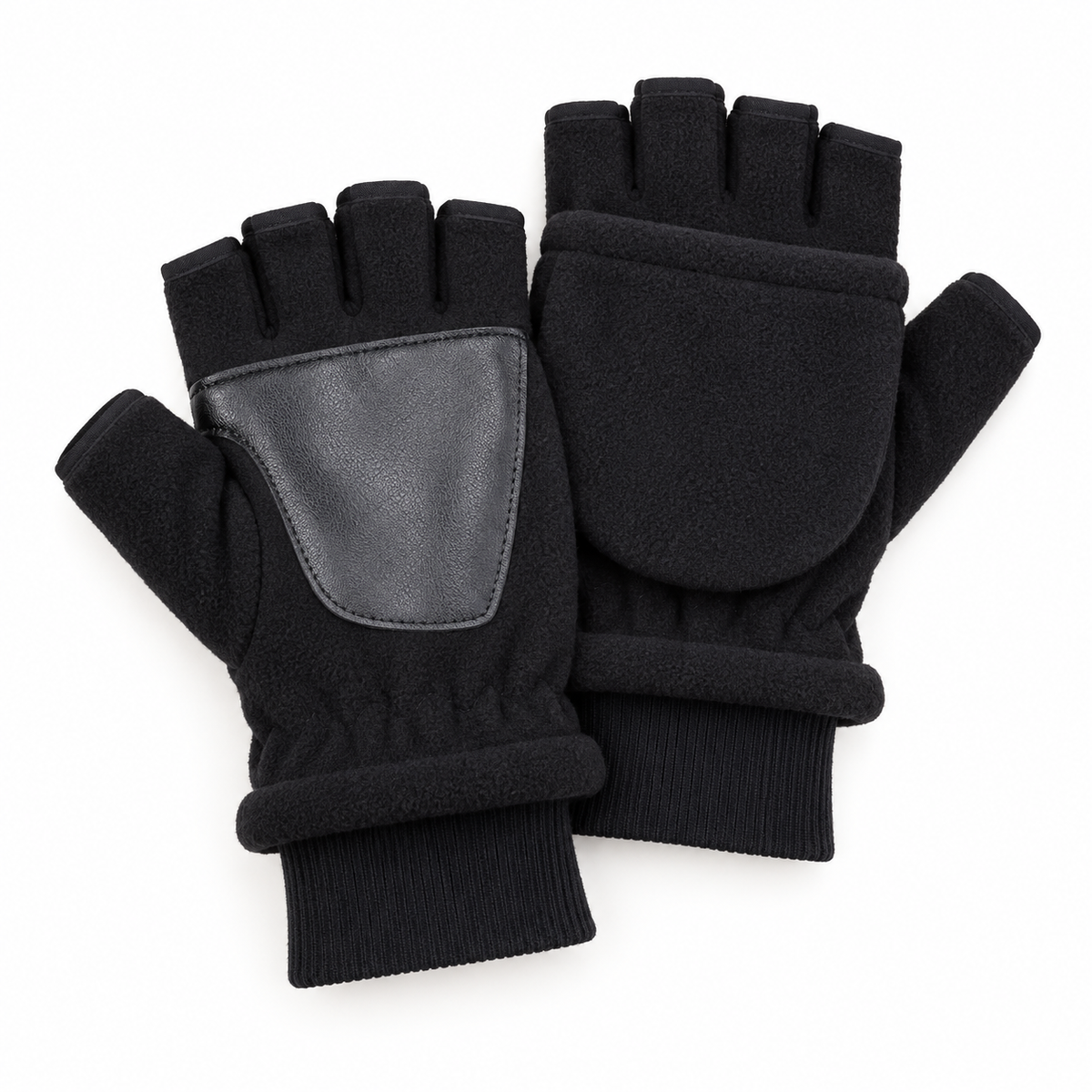 Gants moufles noirs convertibles – paire compacte